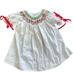 Smockingbird Holiday Smocked Bishop Dress - Size 12M